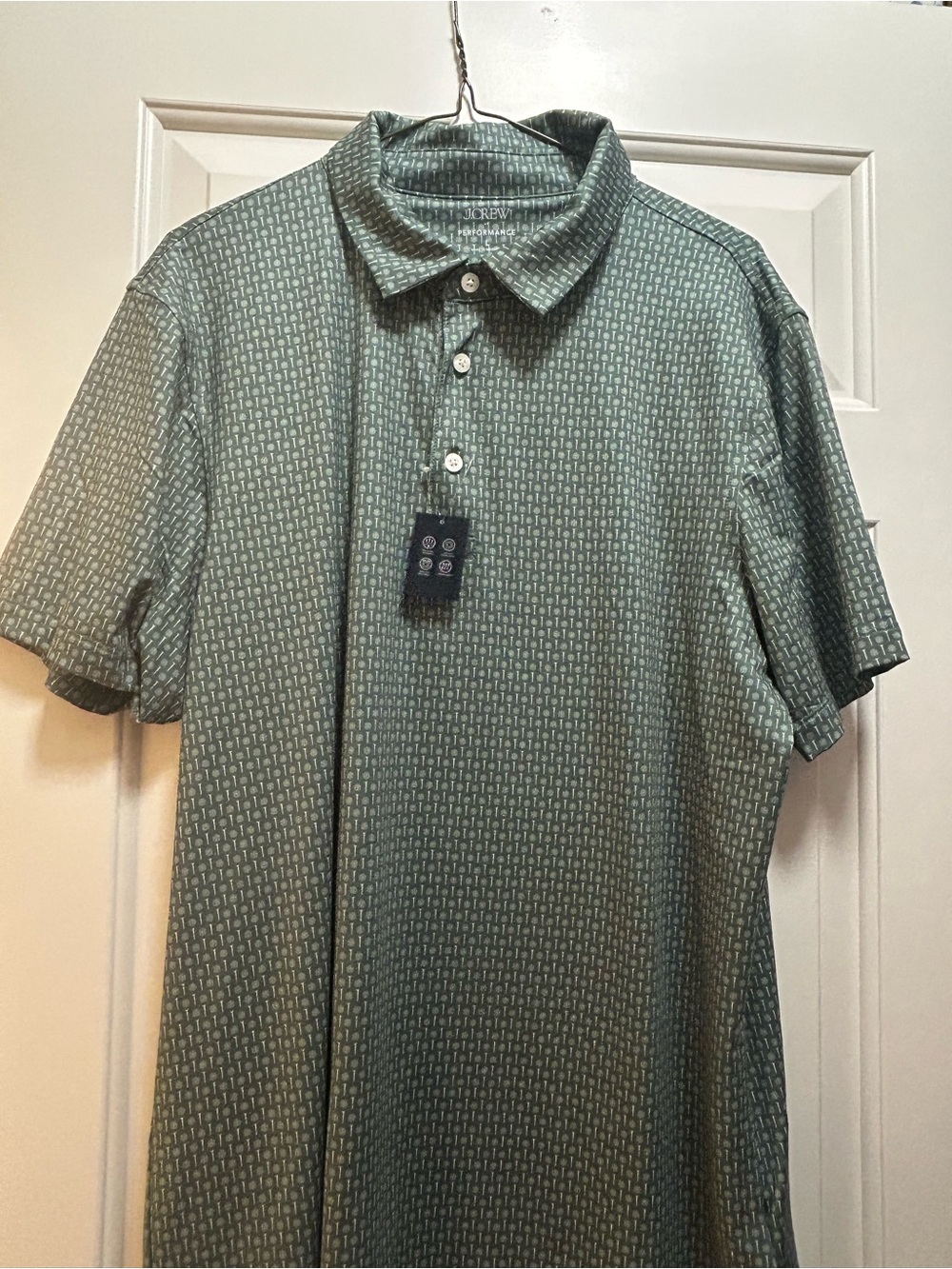 J. Crew Sage Green Geometric Men's Polo